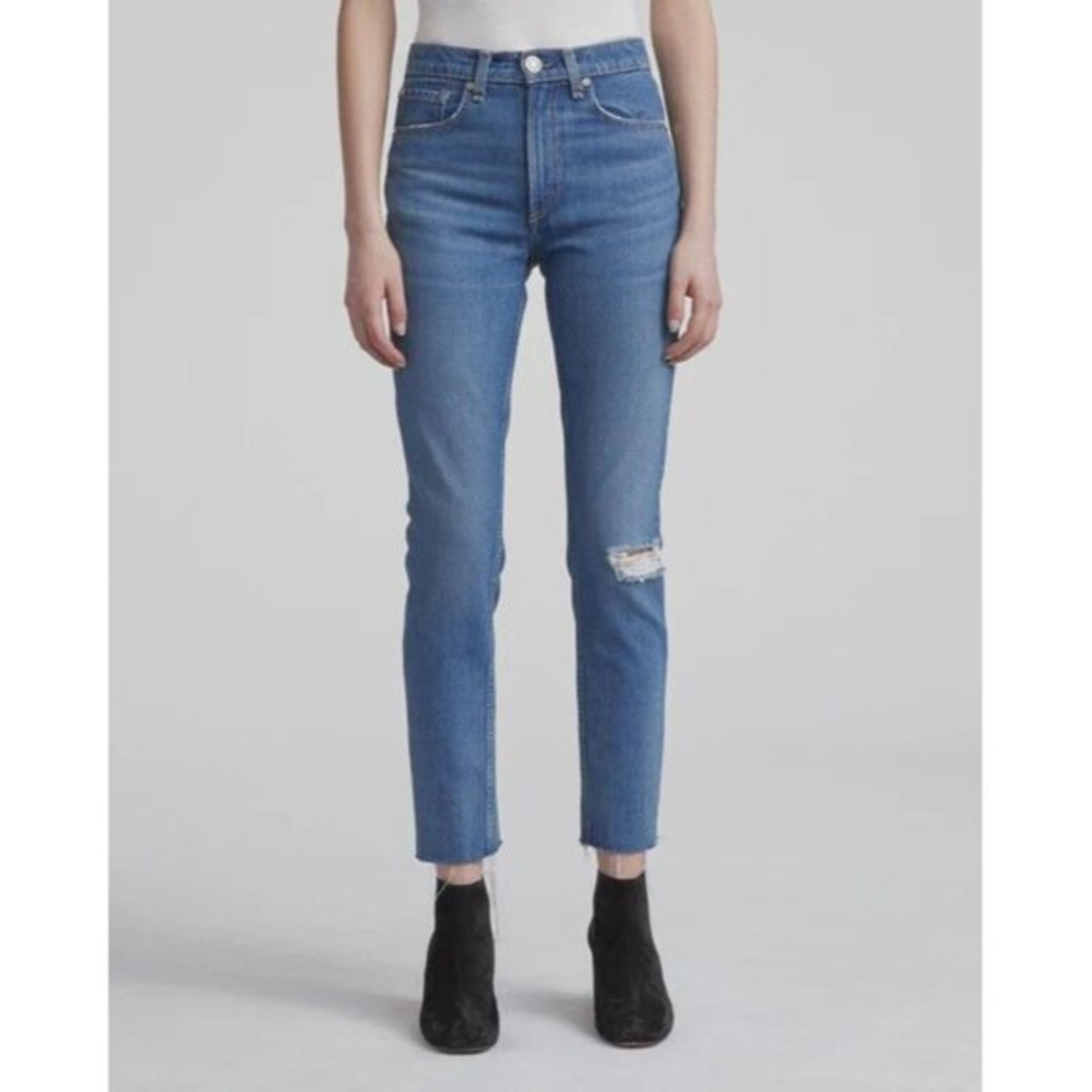 Rag & Bone Women’s 27 High Rise Ankle Skinny Jeans Pamela Distressed MADE IN USA